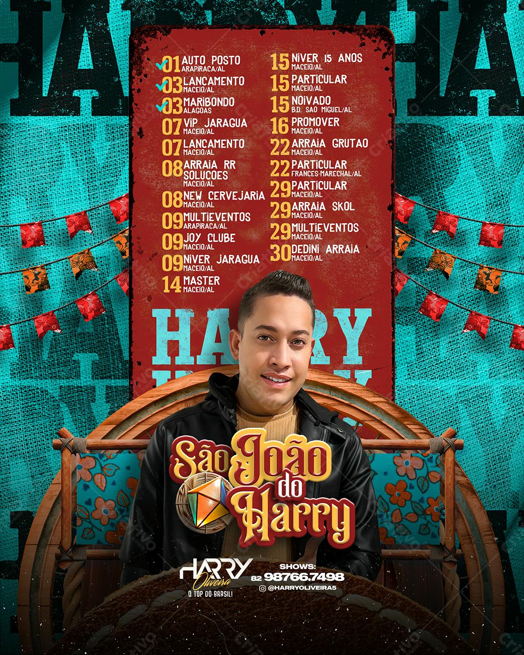 Flyer Festa Junina São João do Harry PSD Editável