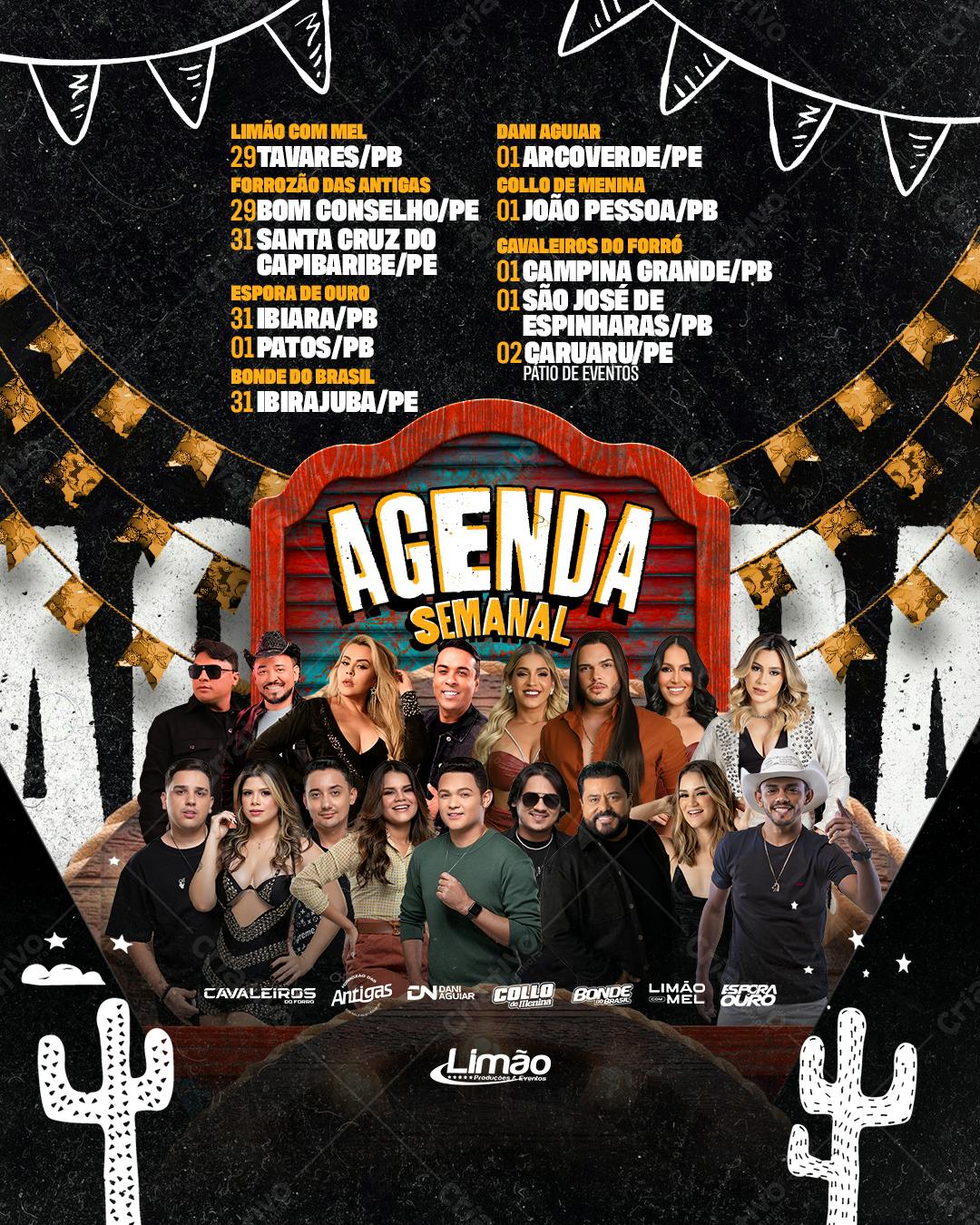 Flyer Agenda Semanal de Shows PSD Editável