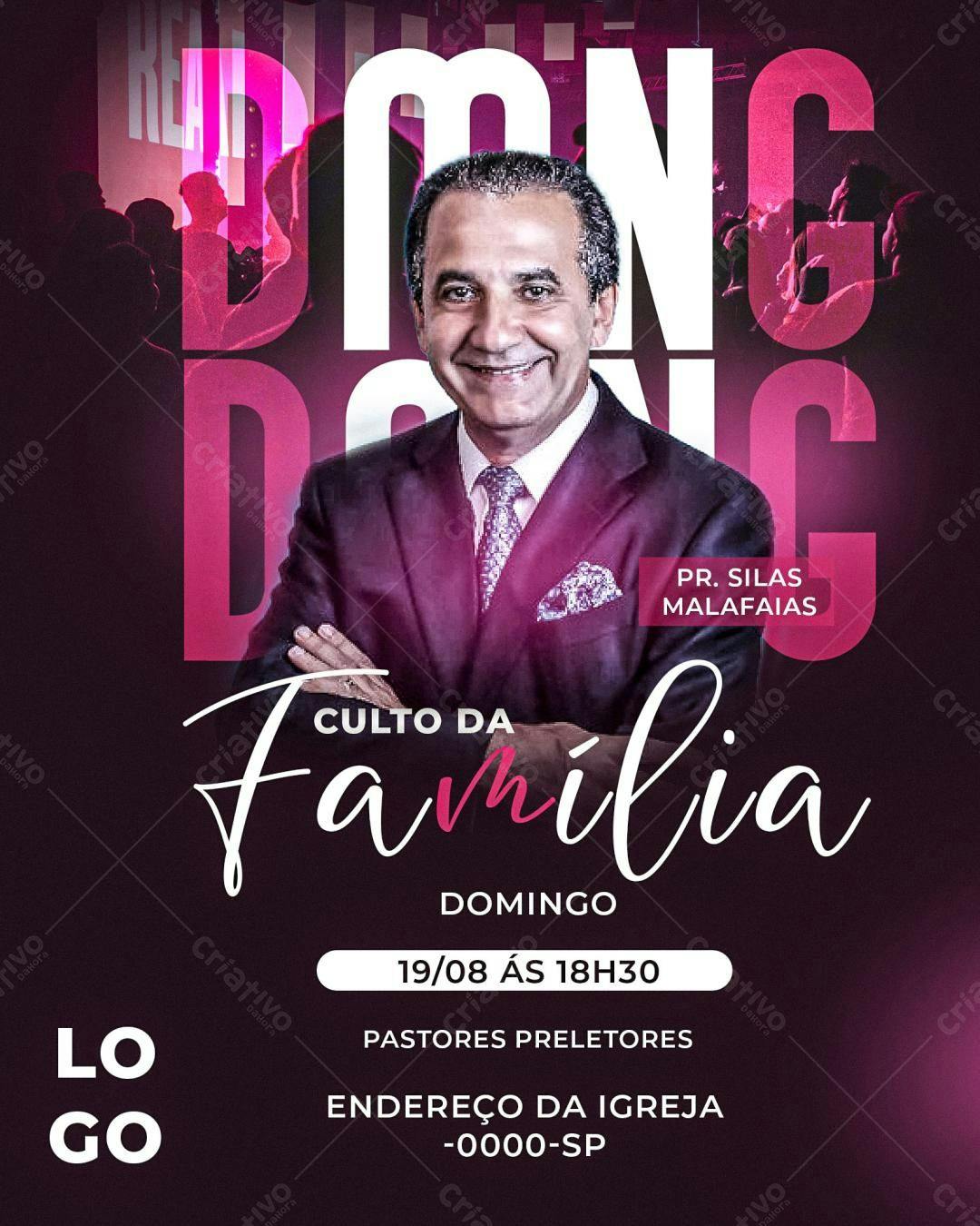 Flyer para Culto da Família PSD Editável
