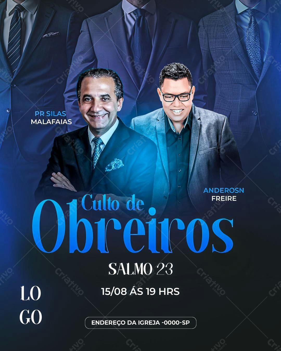 Flyer para Culto de Obreiros PSD Editável