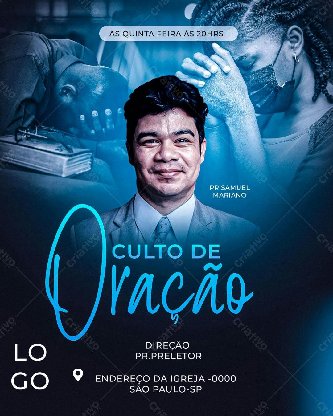 Flyer para Culto de Oração PSD Editável