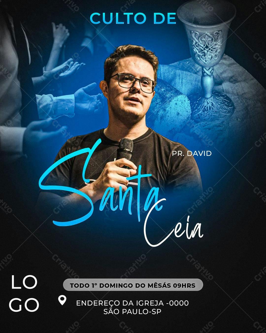 Flyer para Culto de Santa Ceia PSD Editável