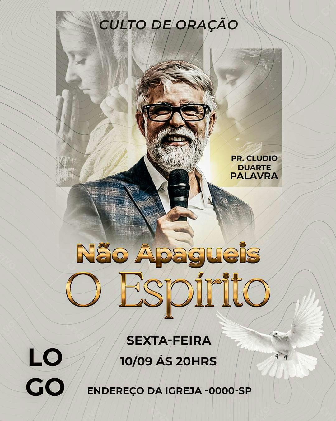 Flyer para Culto de Oração PSD Editável