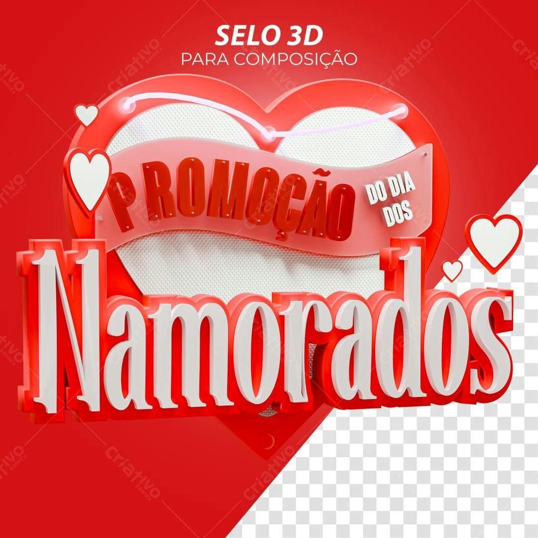Selo 3D Dia dos Namorados PSD Editável
