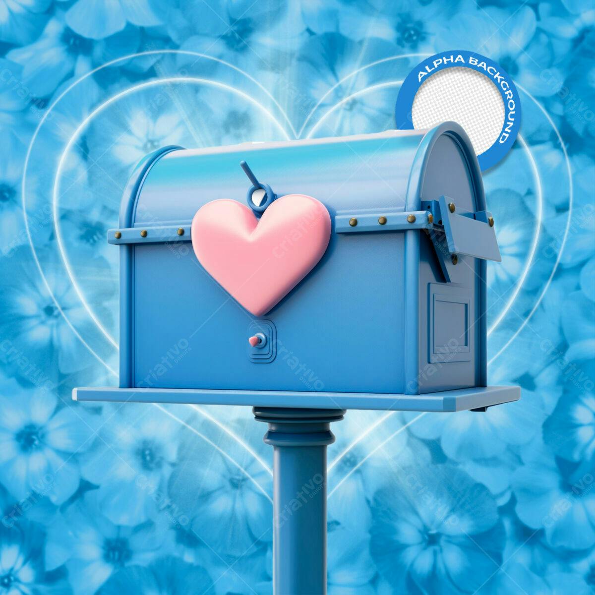 Caixa Postal Romântica Dia dos Namorados PSD Editável