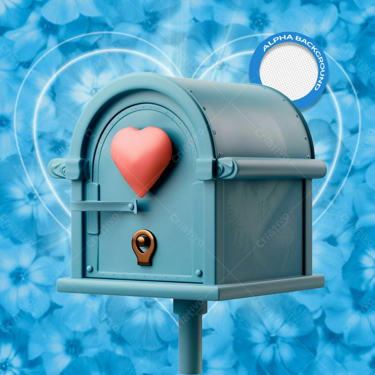 Caixa Postal Romântica Dia dos Namorados PSD Editável