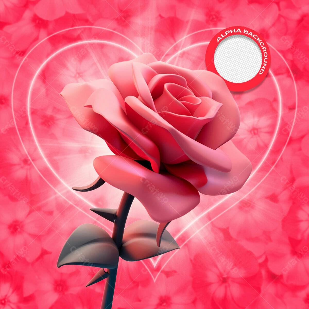 Background Romântico com Rosa PSD Editável