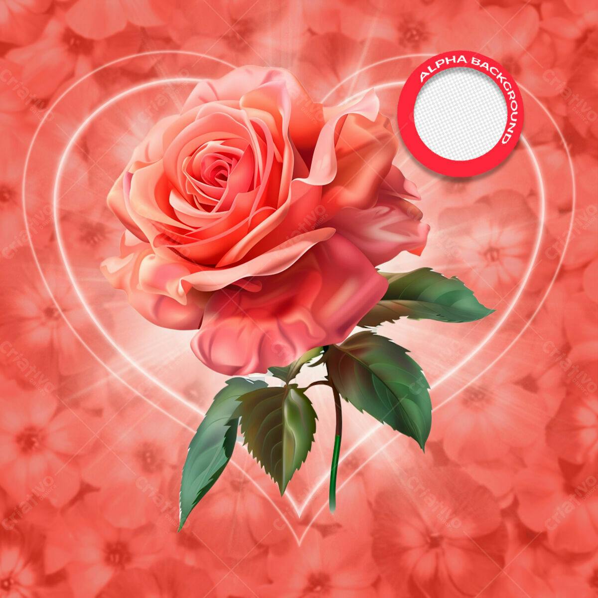 Convite Dia dos Namorados Rosa PSD Editável