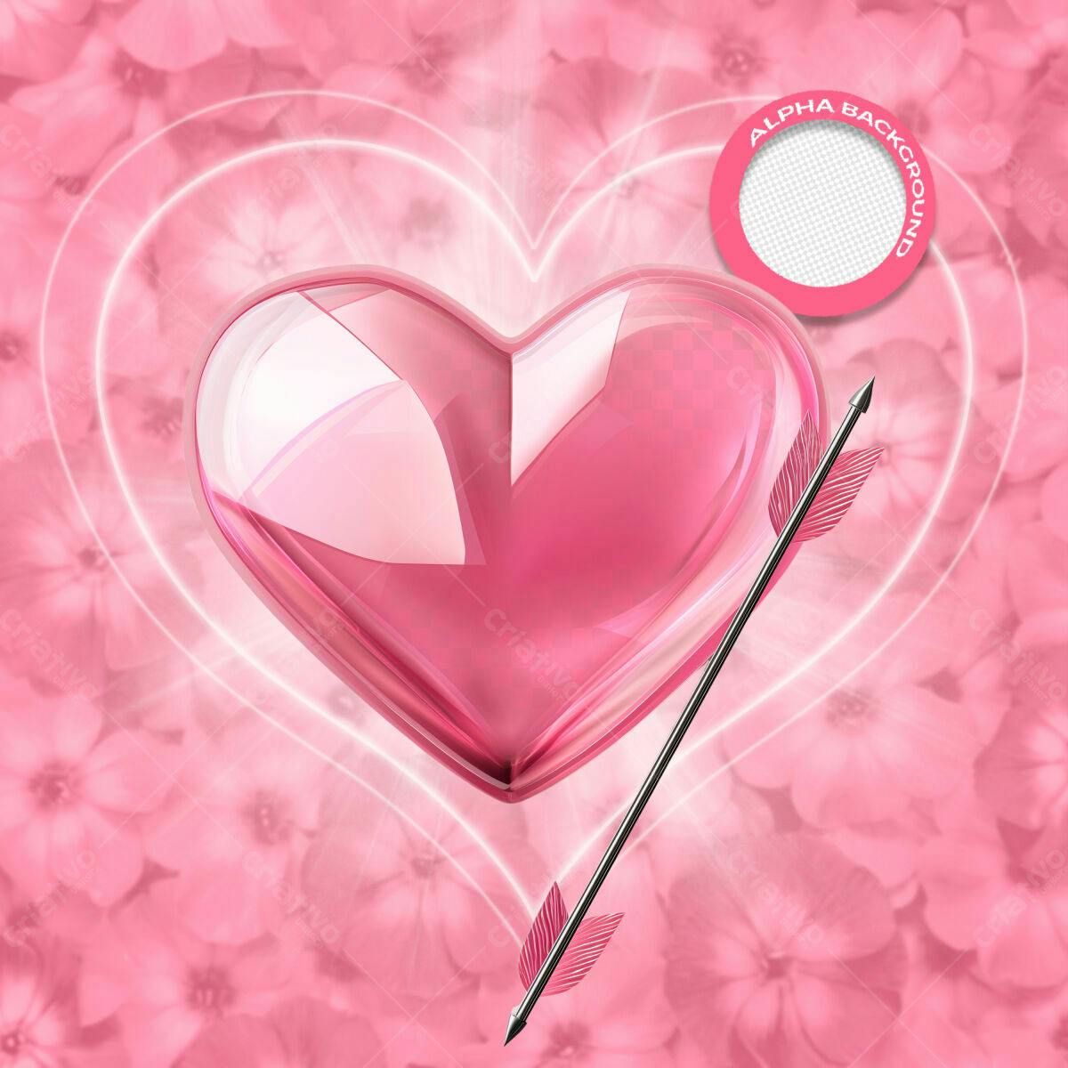 Background Romântico com Coração Rosa PSD Editável
