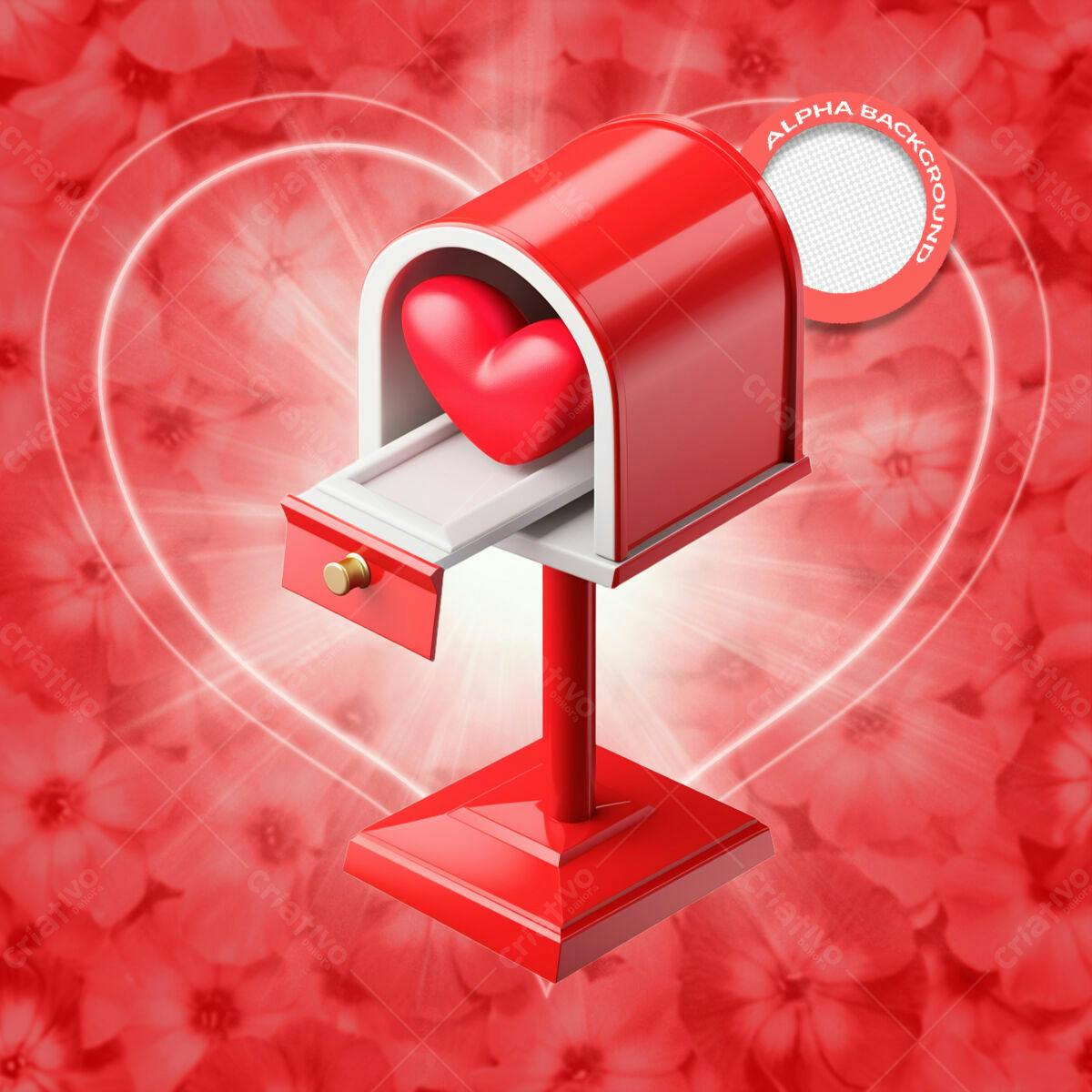 Caixa Postal Romântica para Dia dos Namorados PSD Editável