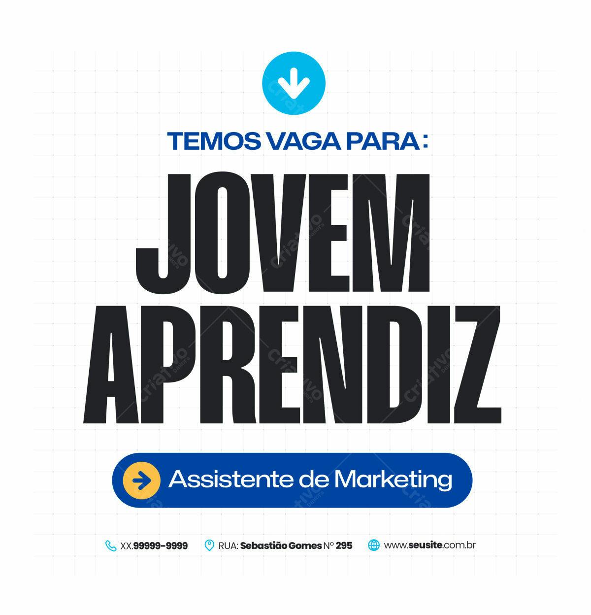 Postagem Vaga Jovem Aprendiz PSD Editável