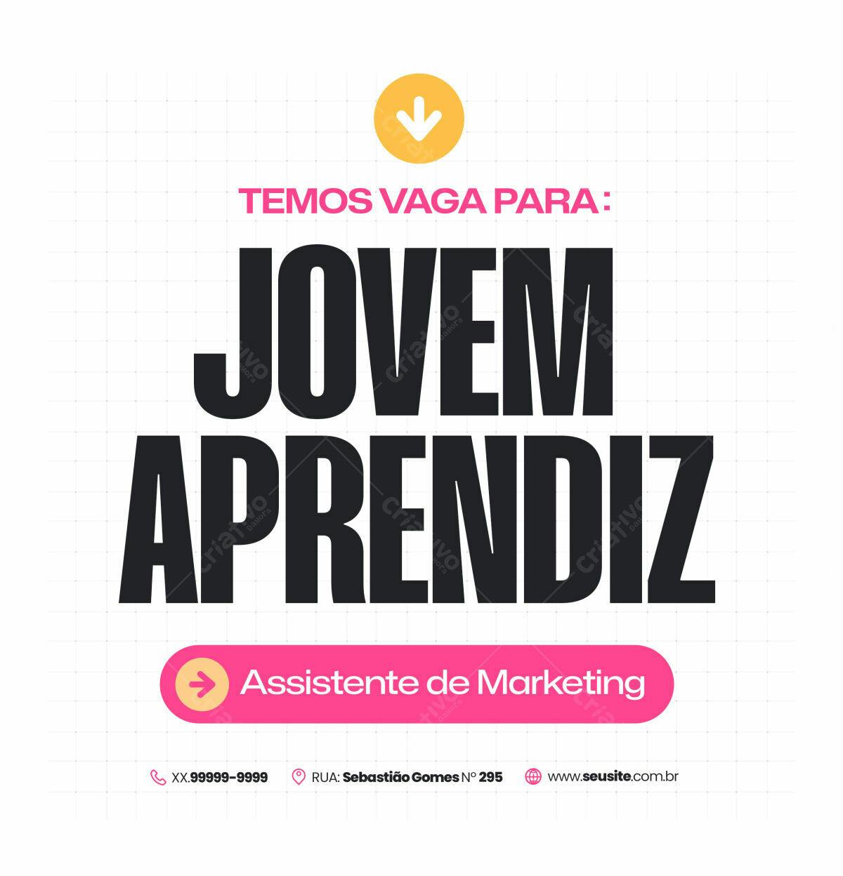 Postagem Vaga Jovem Aprendiz PSD Editável