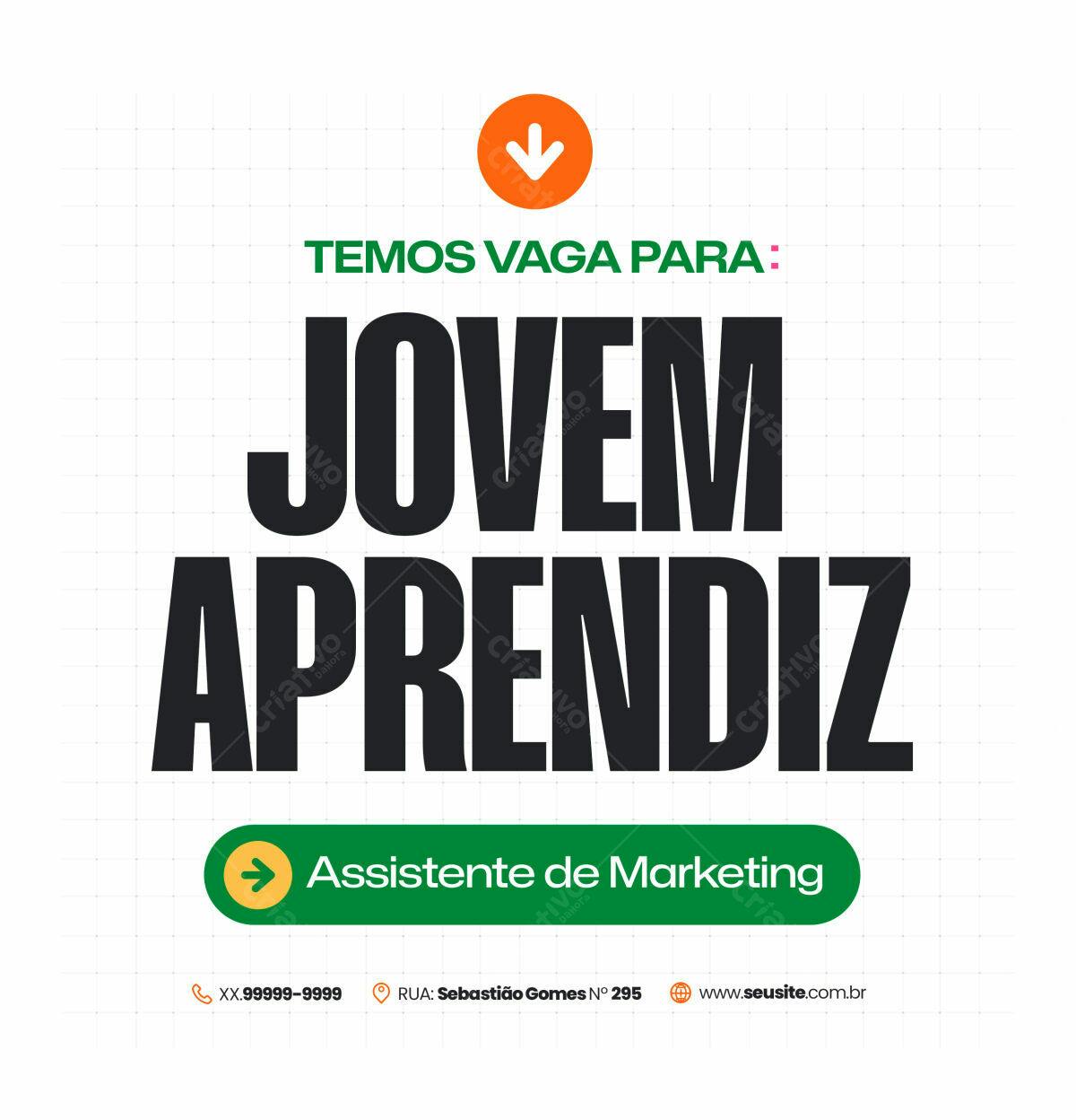 Postagem Vaga Jovem Aprendiz PSD Editável