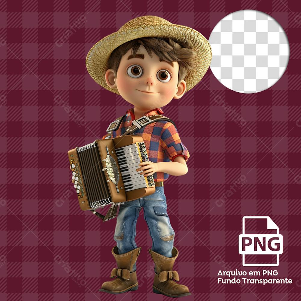 Mascote Menino Tocando Sanfona png