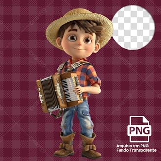 Mascote menino tocando sanfona png