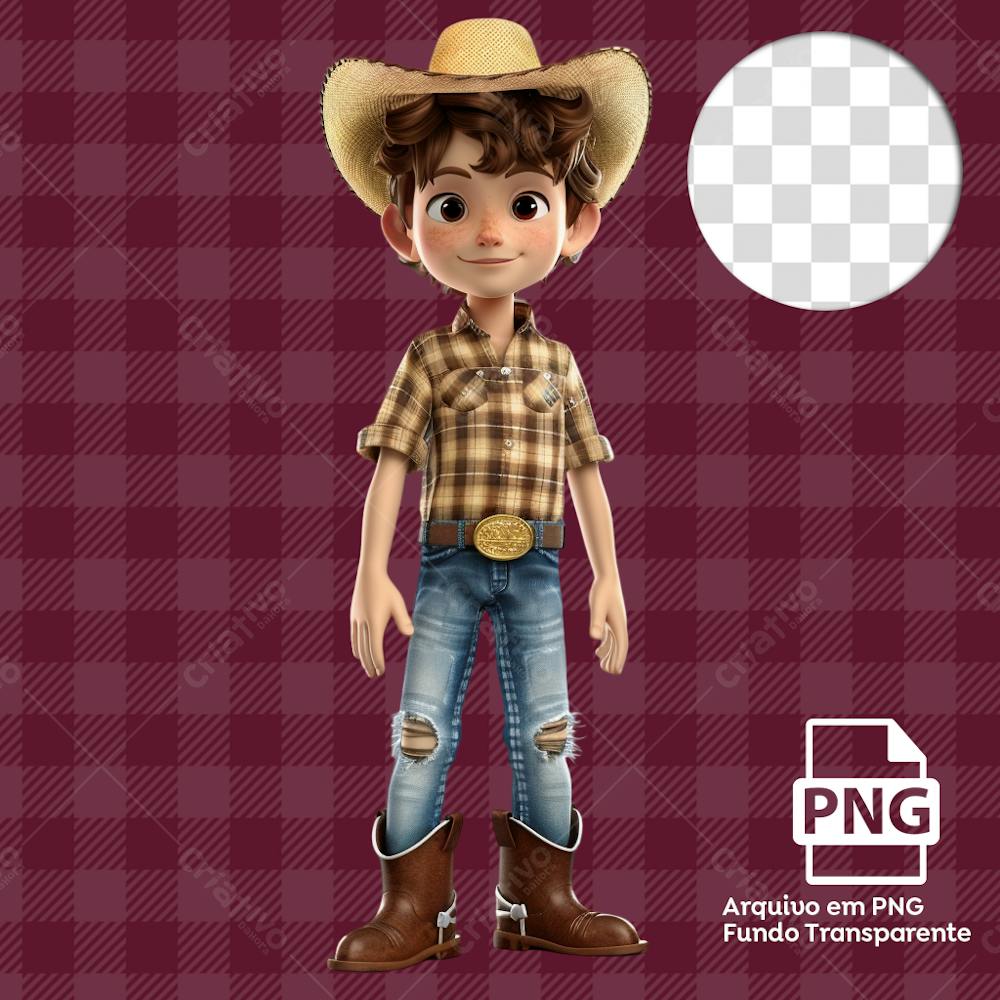 Mascote Menino De Roupa Junina 3D