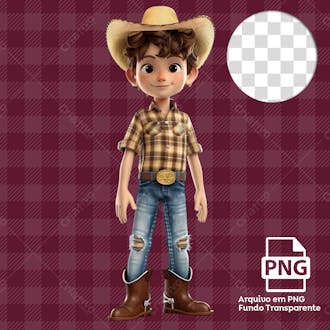 Mascote menino de roupa junina 3d