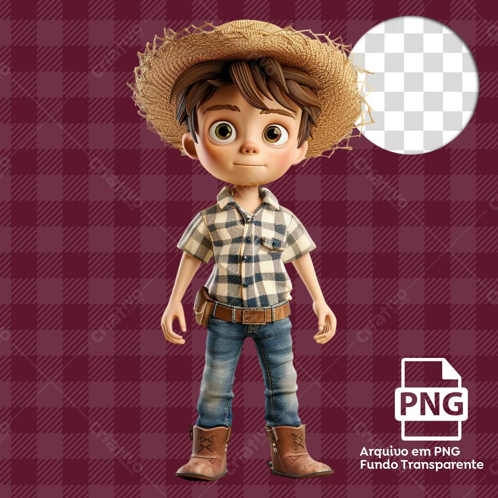 Icone Menino Fazendeiro PNG com fundo transparente