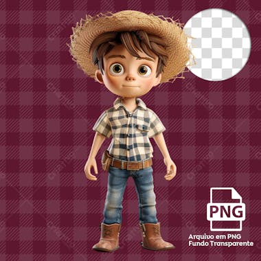 Mascote menino de roupa junina 3d