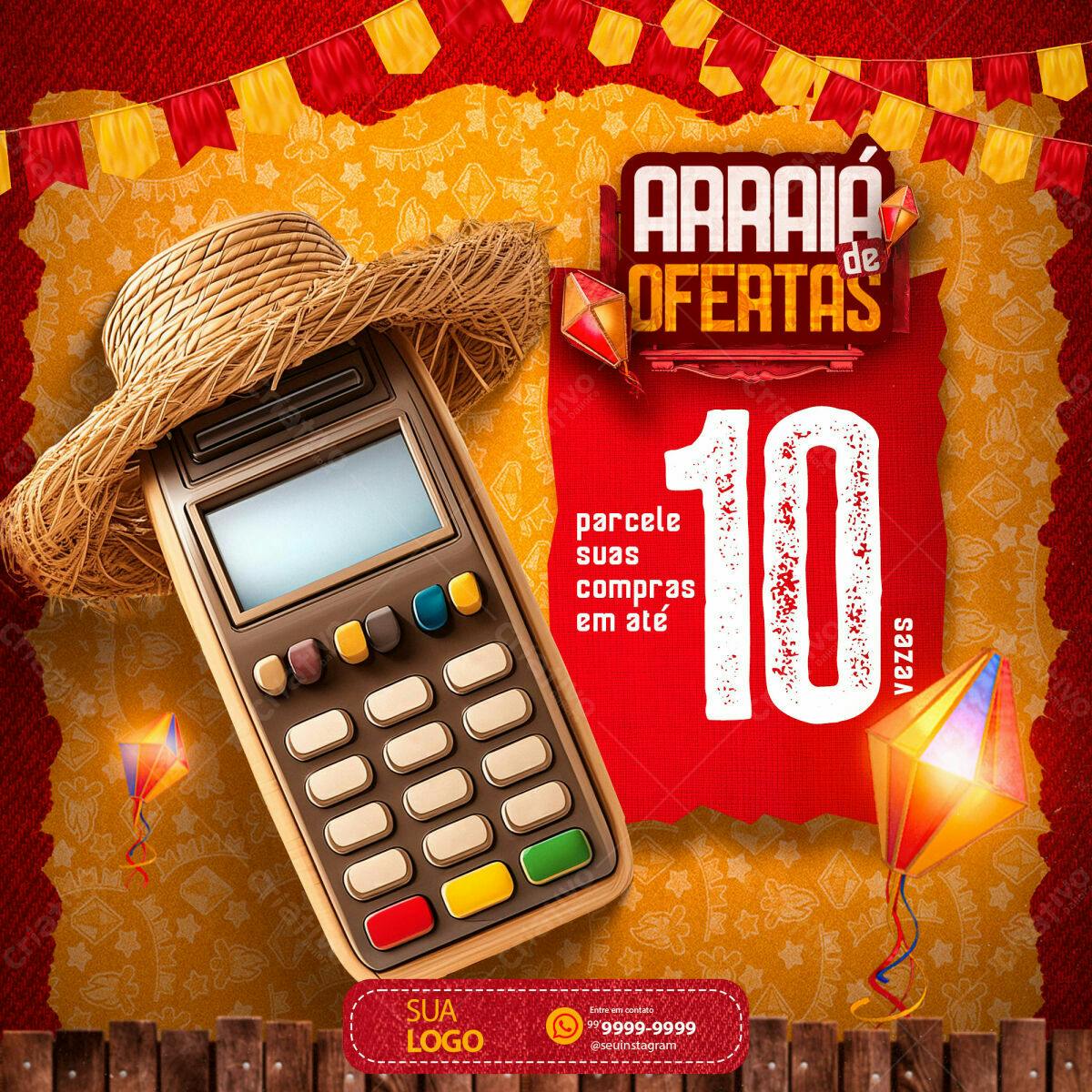 Flyer Arraia de Ofertas PSD Editável