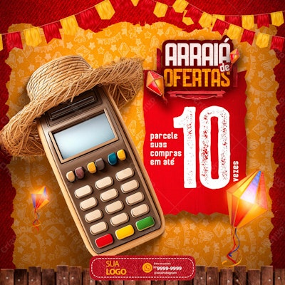 Flyer Arraia de Ofertas PSD Editável
