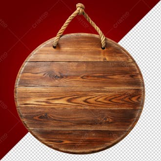 Placa de madeira redonda e corda, png para criação de arte