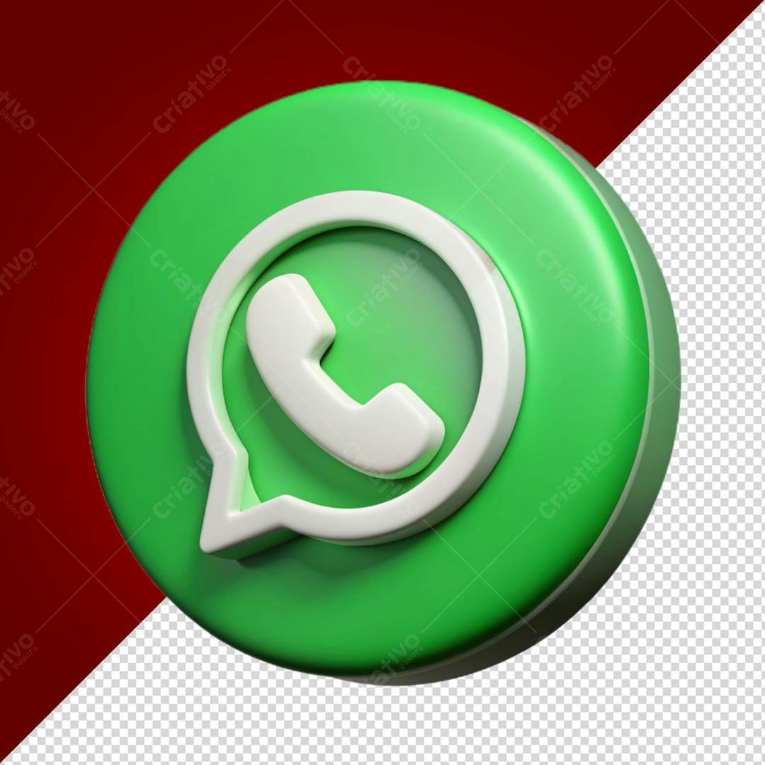 Ícone WhatsApp 3D PNG com fundo transparente