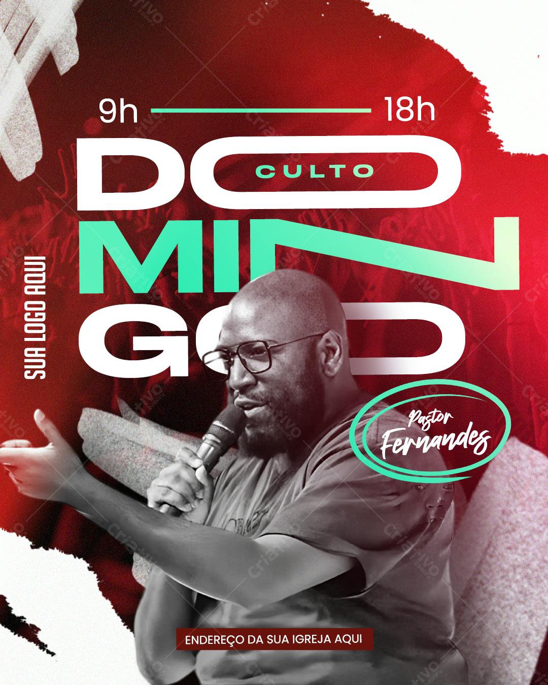 Flyer para Culto Dominical PSD Editável