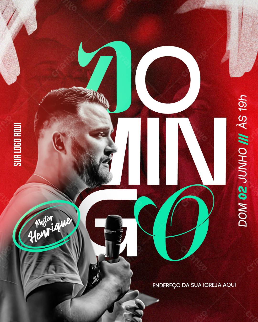 Flyer para Culto Dominical PSD Editável