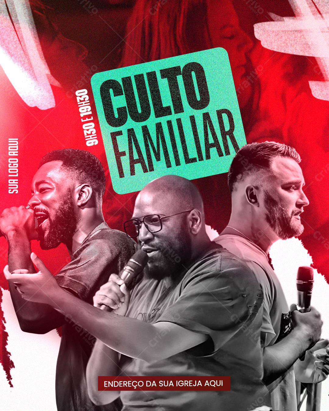 Flyer para Culto Familiar PSD Editável
