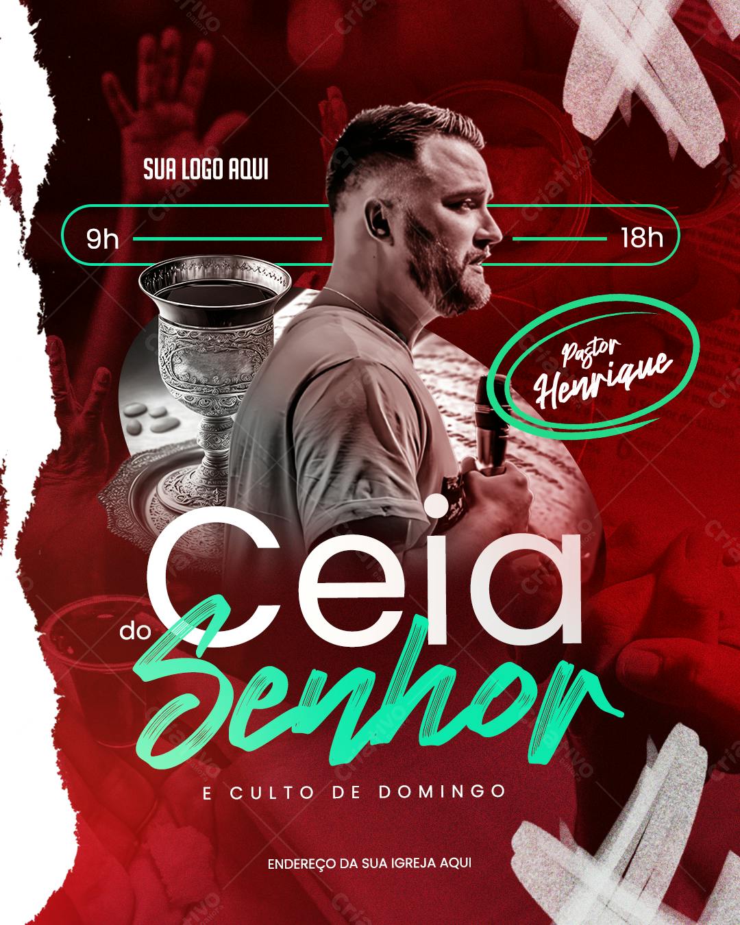 Flyer para Culto da Ceia do Senhor PSD Editável