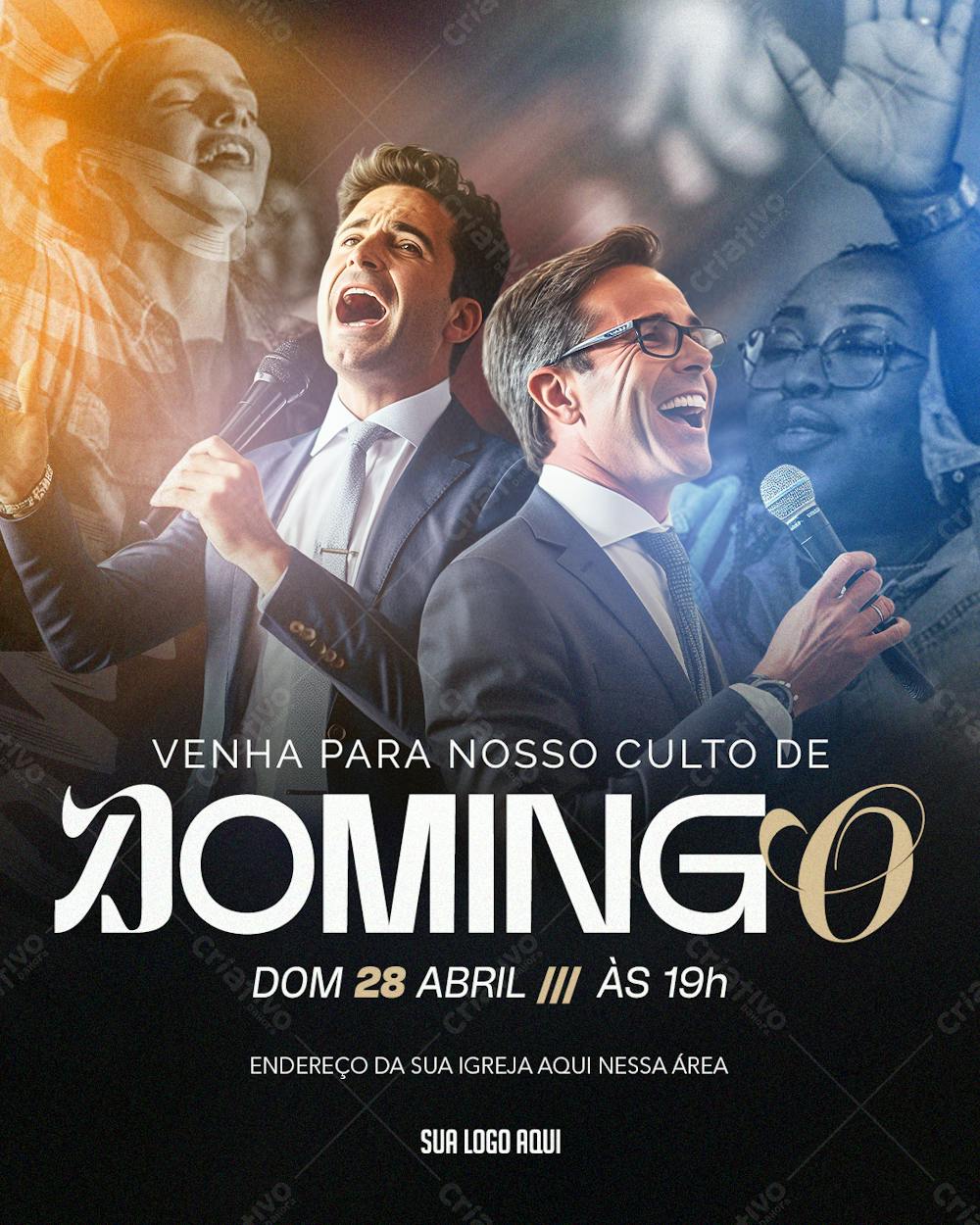 Social Media Igreja Venha Para o Nosso Culto de Domingo