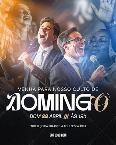 Social media igreja venha para o nosso culto de domingo