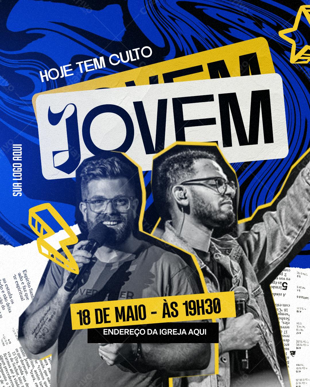 Flyer para Culto Jovem PSD Editável