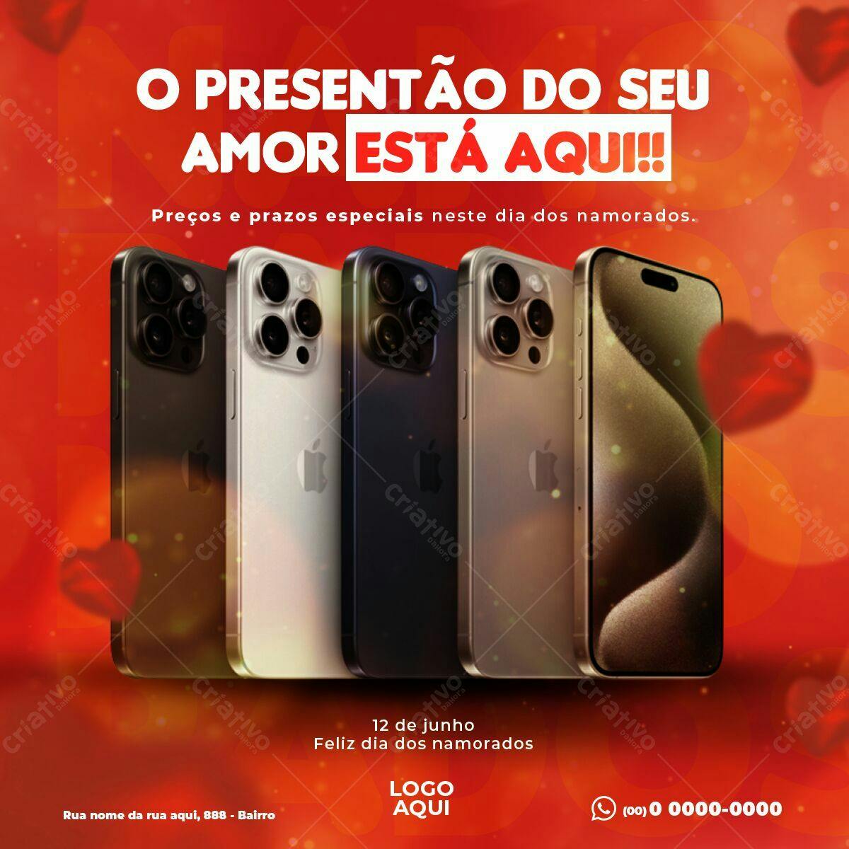 Flyer Dia dos Namorados com Smartphones PSD Editável