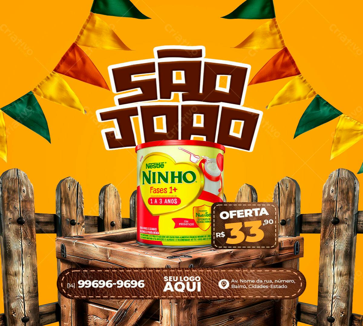 Flyer Festa Junina com Nestlé Ninho PSD Editável