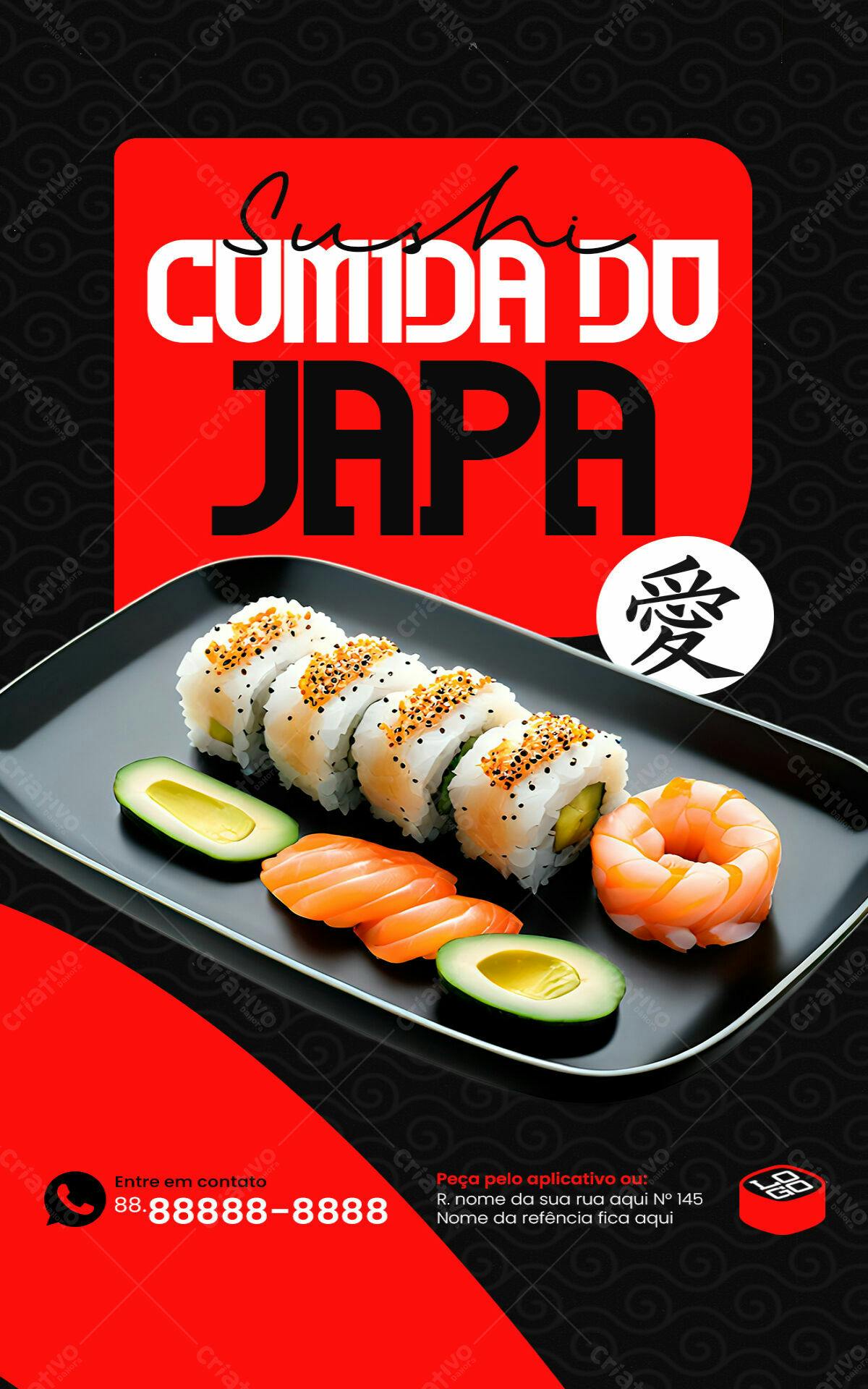Flyer para Restaurante Japonês PSD Editável
