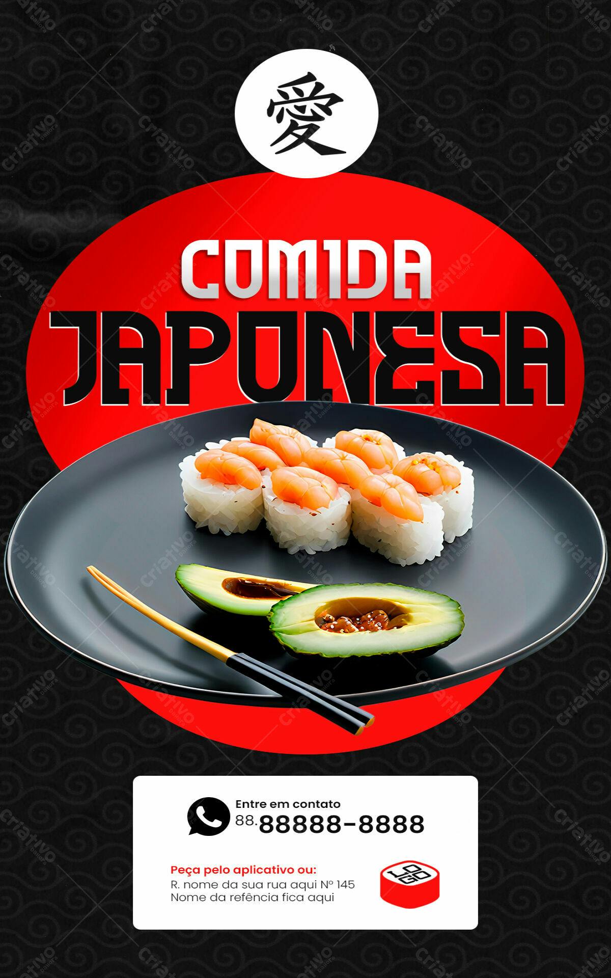Flyer para Restaurante Japonês PSD Editável