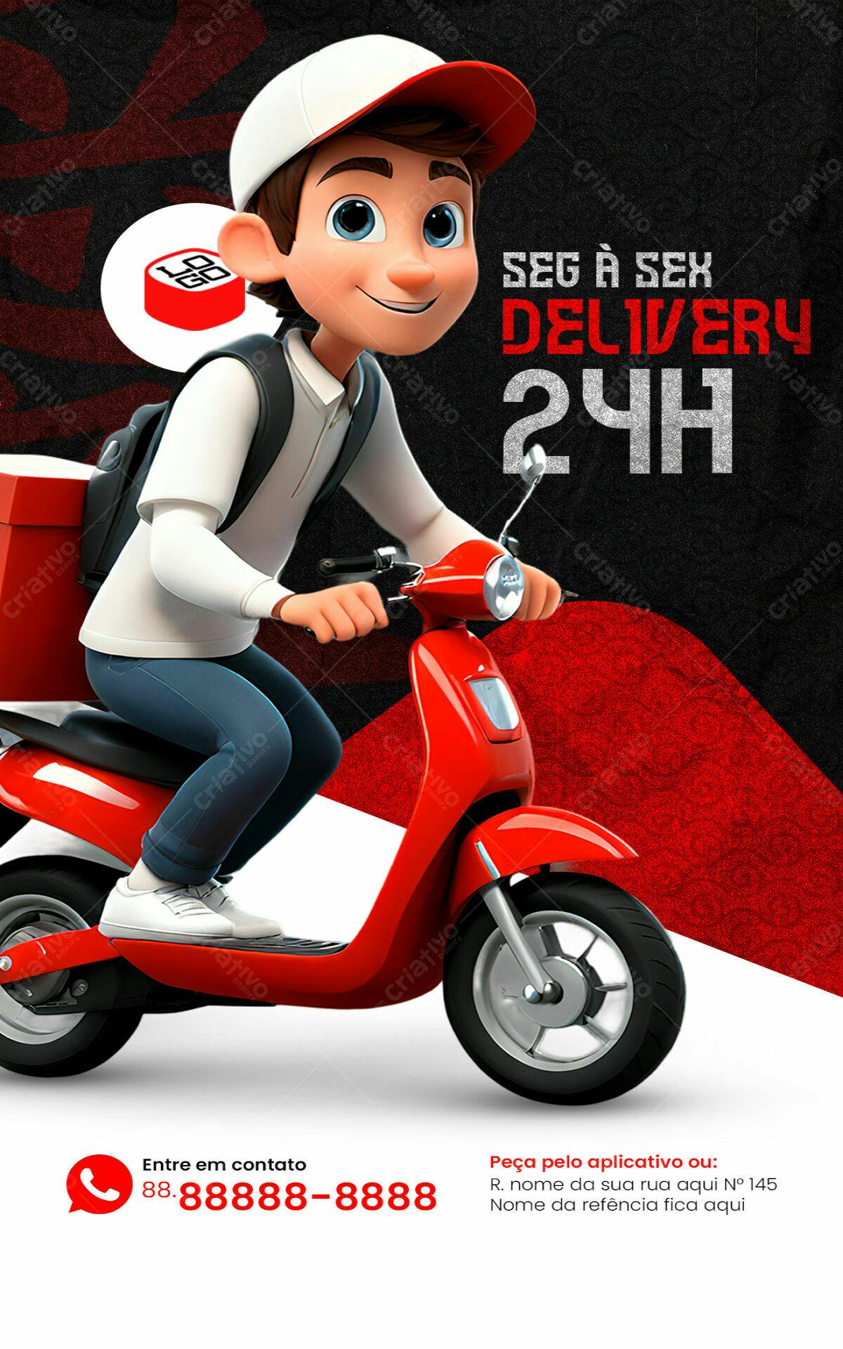 Flyer Delivery 24h PSD Editável