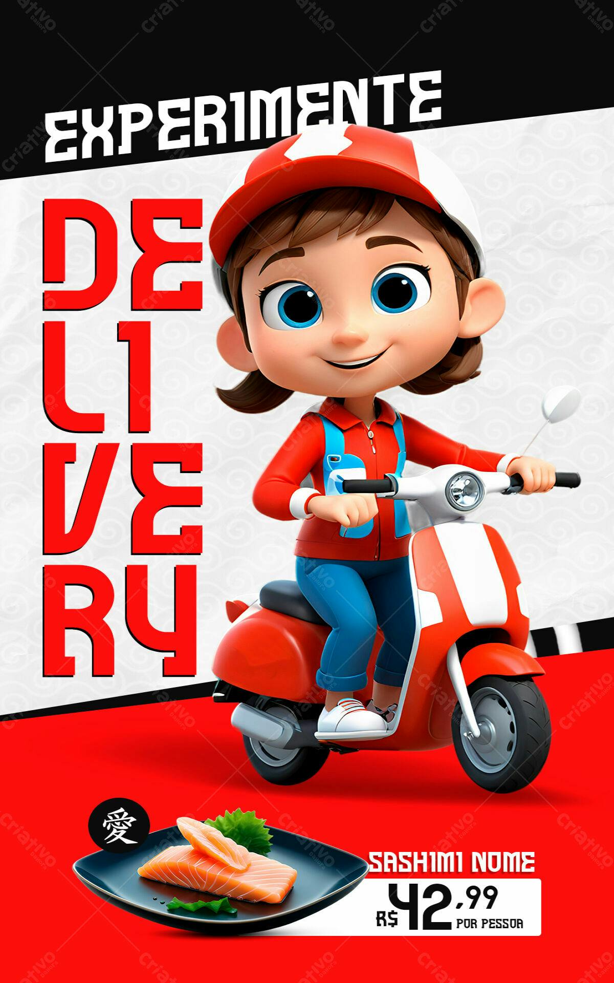 Flyer Delivery de Sushi PSD Editável