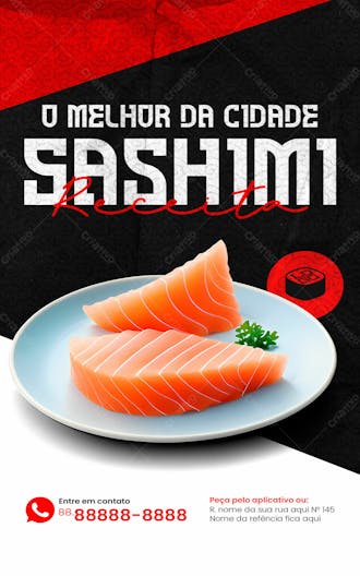 Stories o melhor sashimi restaurante japonês social media psd editável