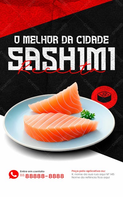Stories O Melhor Sashimi Restaurante Japonês Social Media Psd Editável