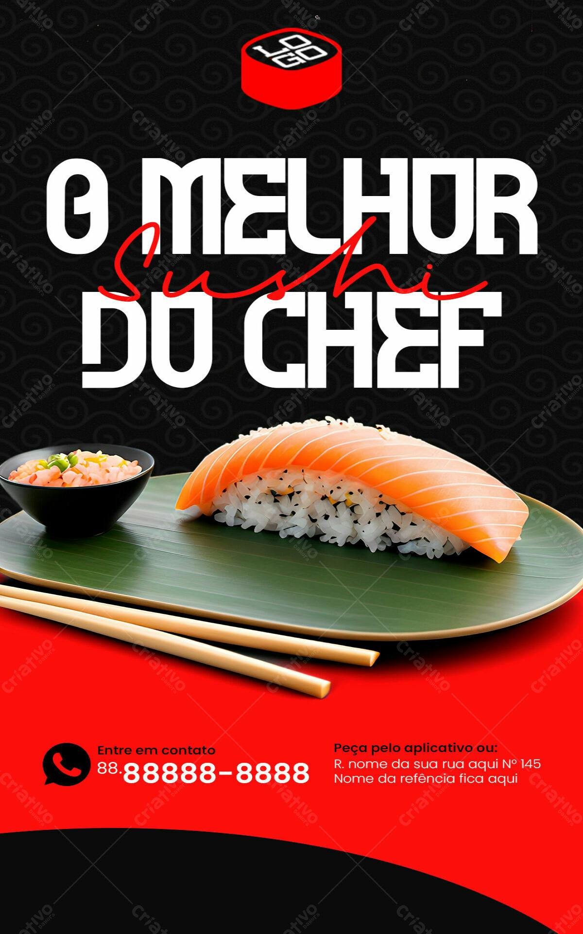 Flyer para Restaurante de Sushi PSD Editável