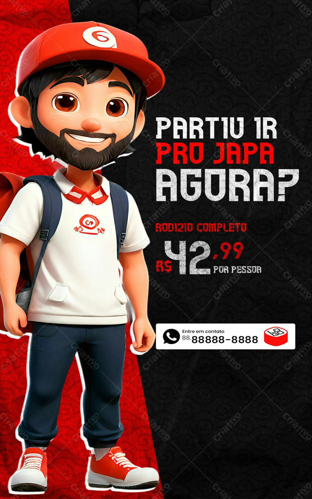 Stories Partiu Ir Pro Japa Agora Restaurante Japonês Social Media Psd Editável