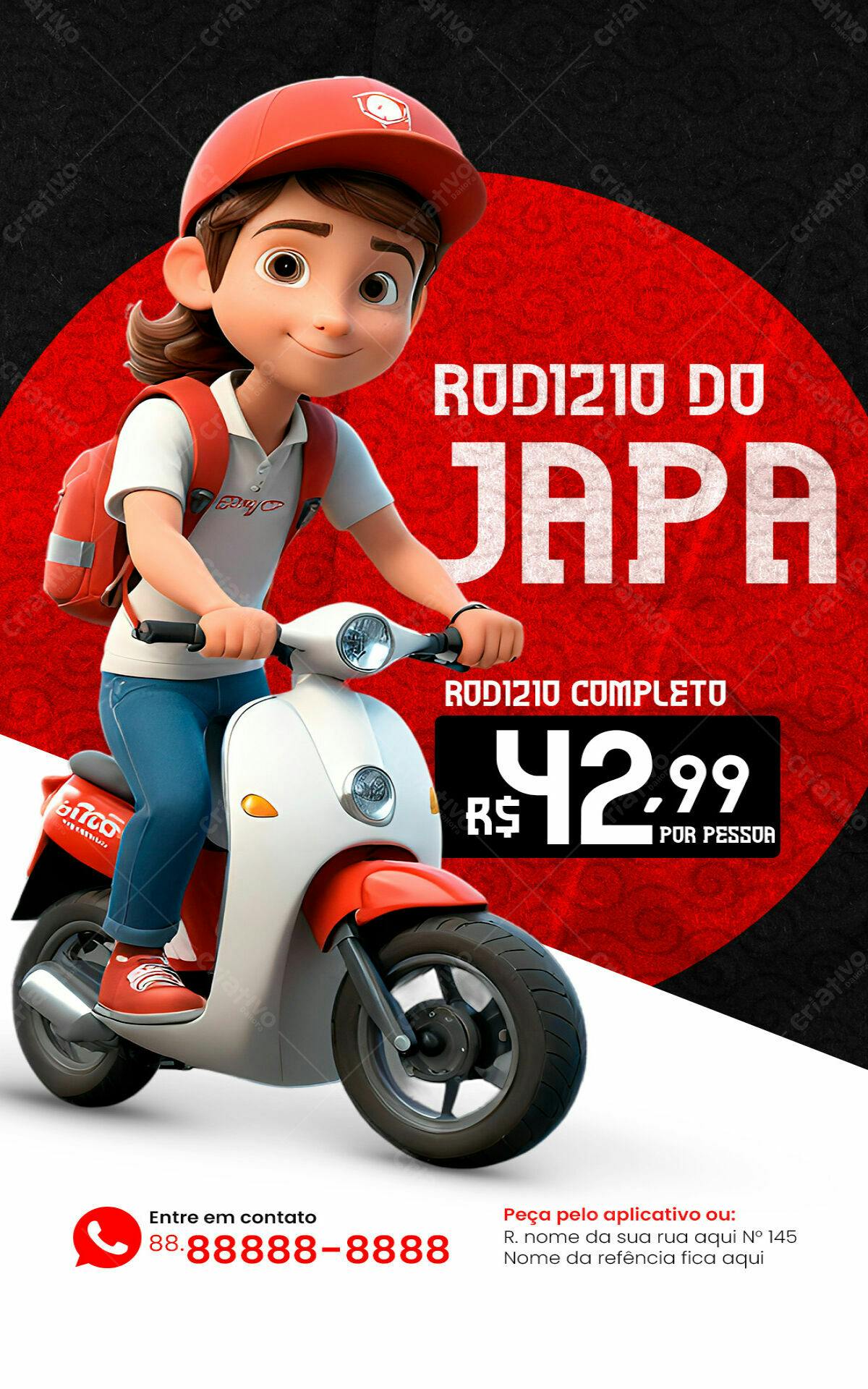Flyer Rodízio de Churrasco Japonês PSD Editável