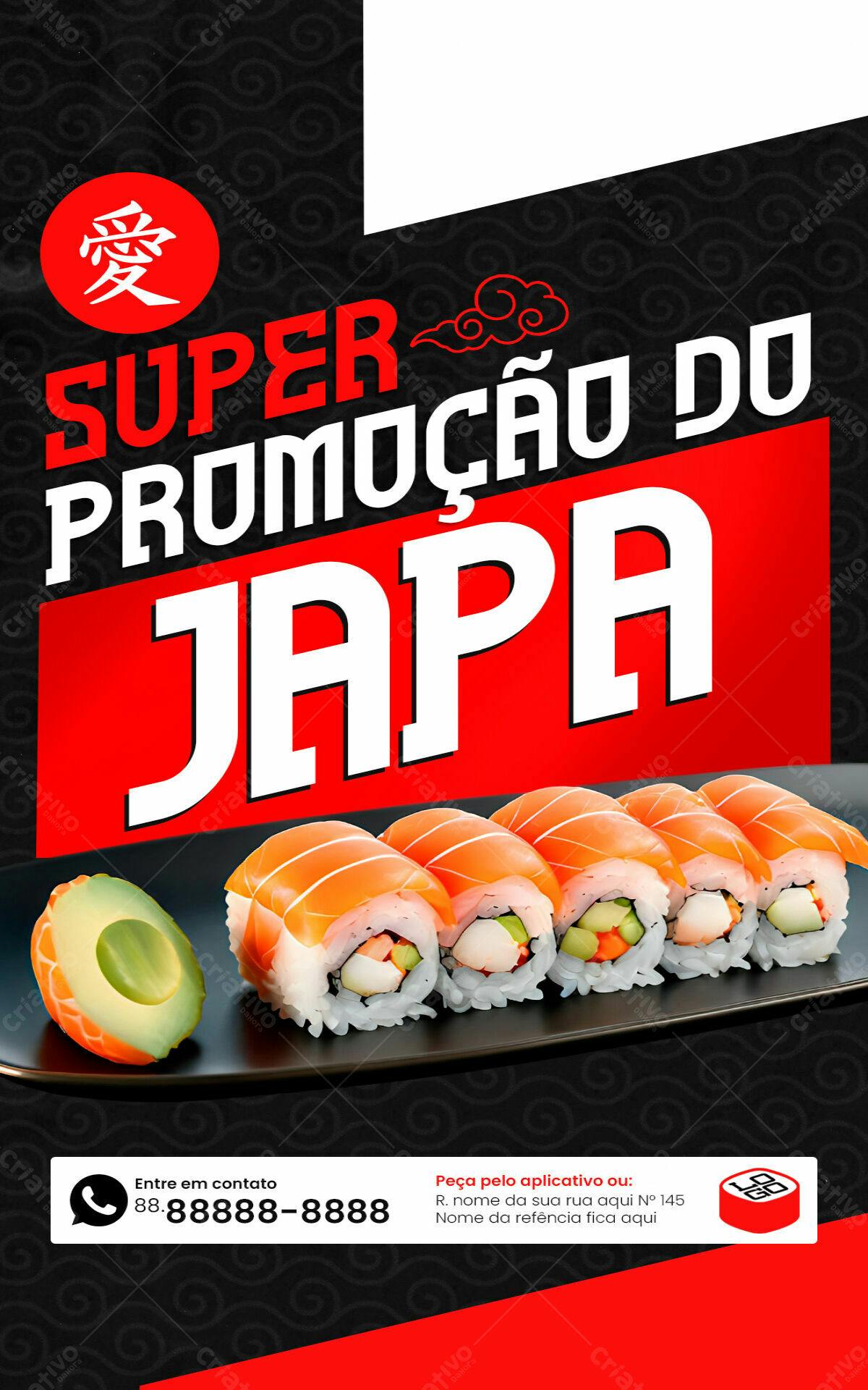Flyer para Promoção de Sushi Japones PSD Editável