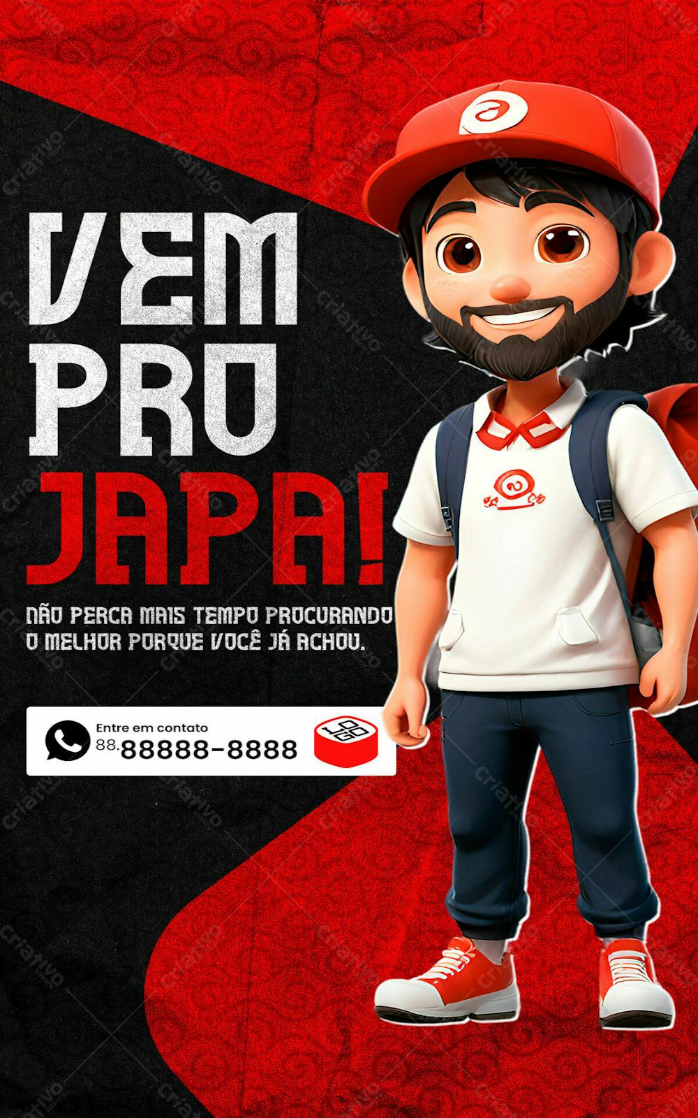 Stories Vem Pro Japa Restaurante Japonês Social Media Psd Editável