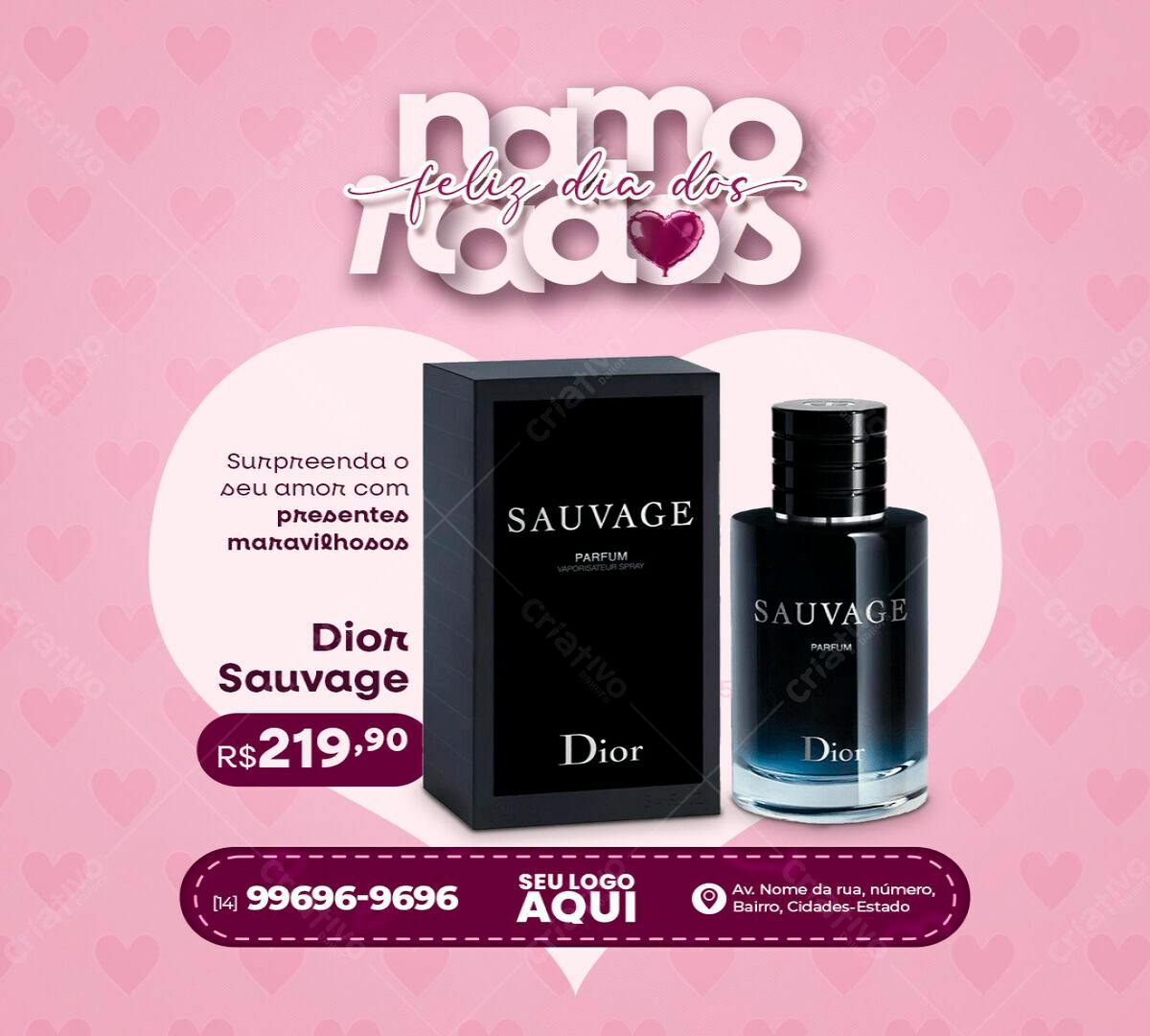 Flyer Dia dos Namorados com Perfume Dior Sauvage PSD Editável