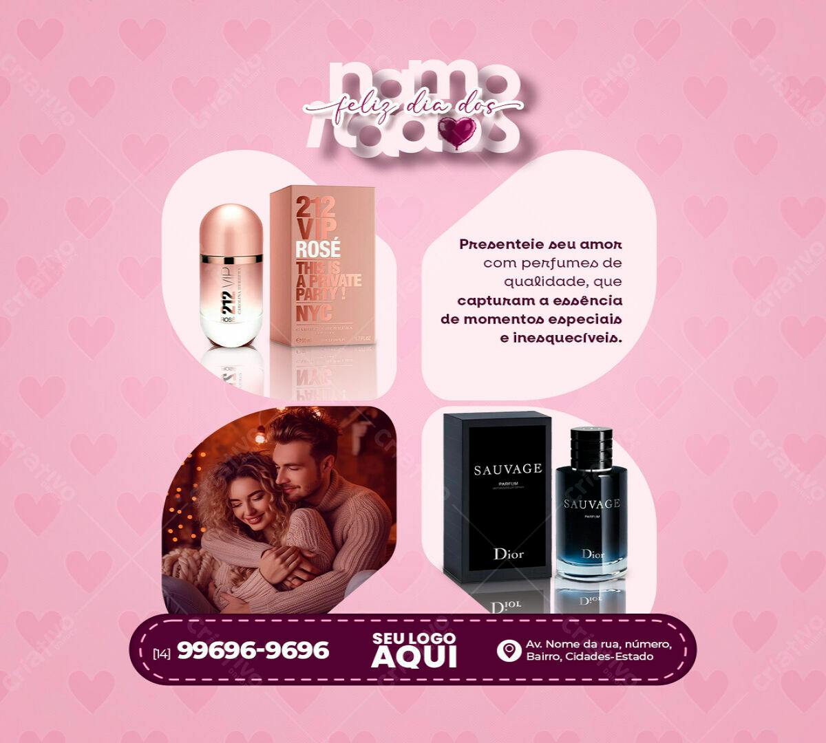 Flyer Dia dos Namorados com Perfumes PSD Editável