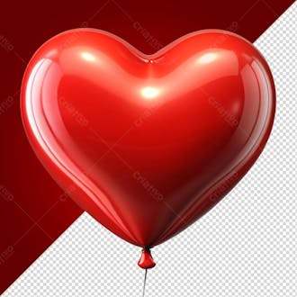 Balão vermelho png em formato de coração para criação de art